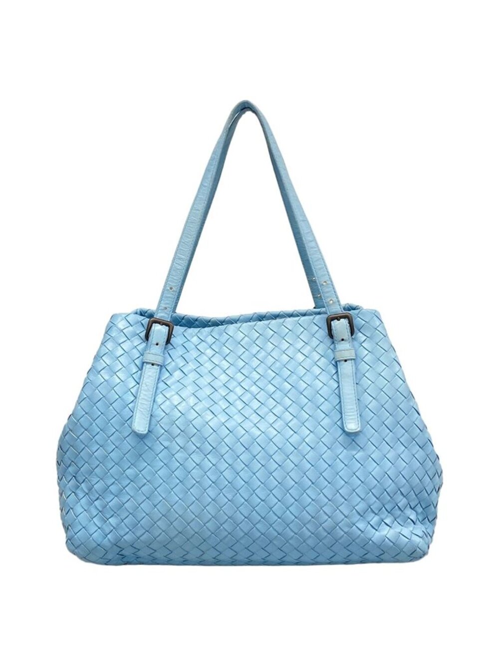 Bottega Veneta Tote Bag Intrecciato Light Blue Leather